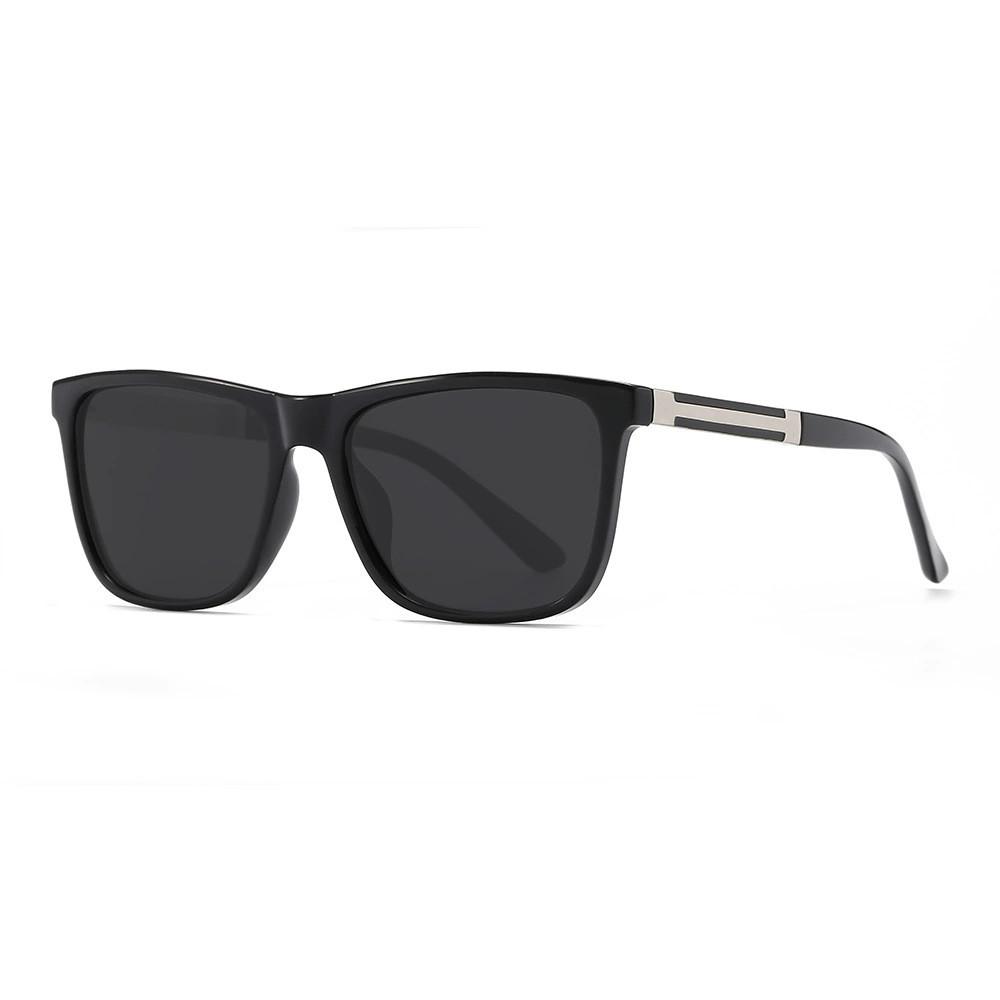 Mens Polarized Square Sunglasses With Tac Lenses For Driving And Outdoor Activities BrightBlackFrameGrayLens