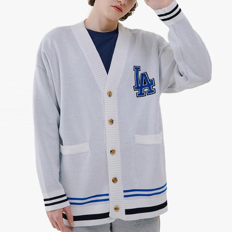 MLB X Disney Knitwear Unisex White V Neck Moderate Cardigan 31KTK1011-07I