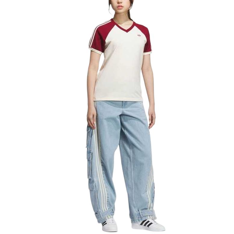 Adidas Originals Raglan Sleeve T Shirt Women's Ivory/Burgundy KE6163