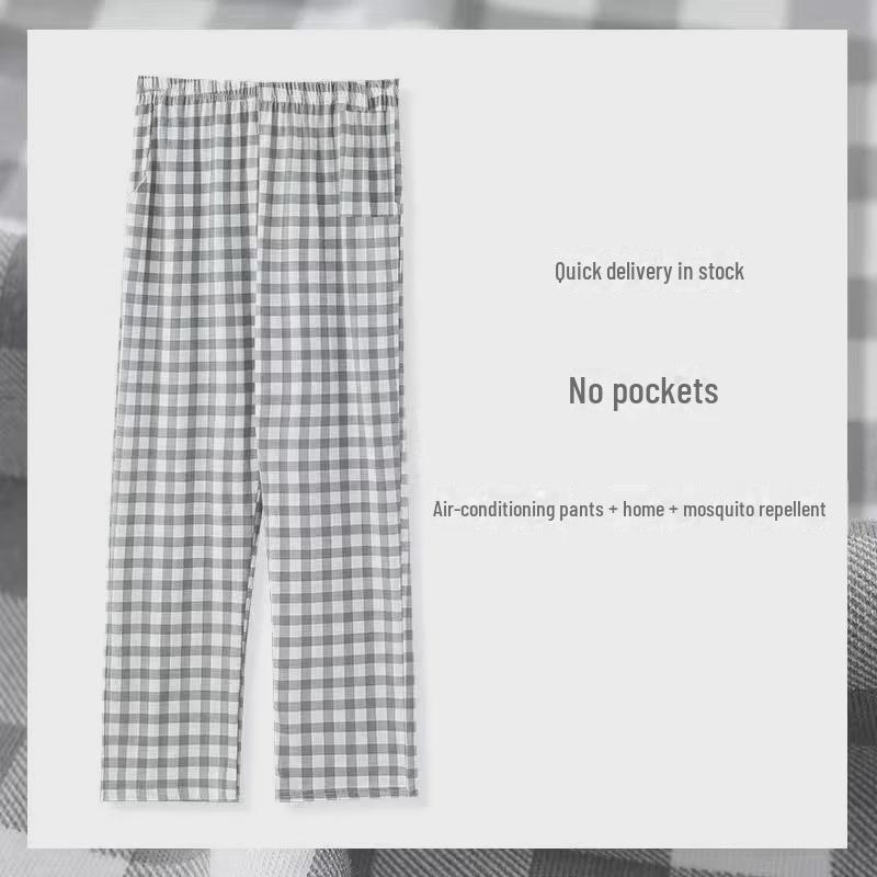 Women's Casual Plaid Trousers: Lightweight, Loose-Fit Pajama Pants for Spring & Summer, Ideal for Lounging or Wearing Outdoors