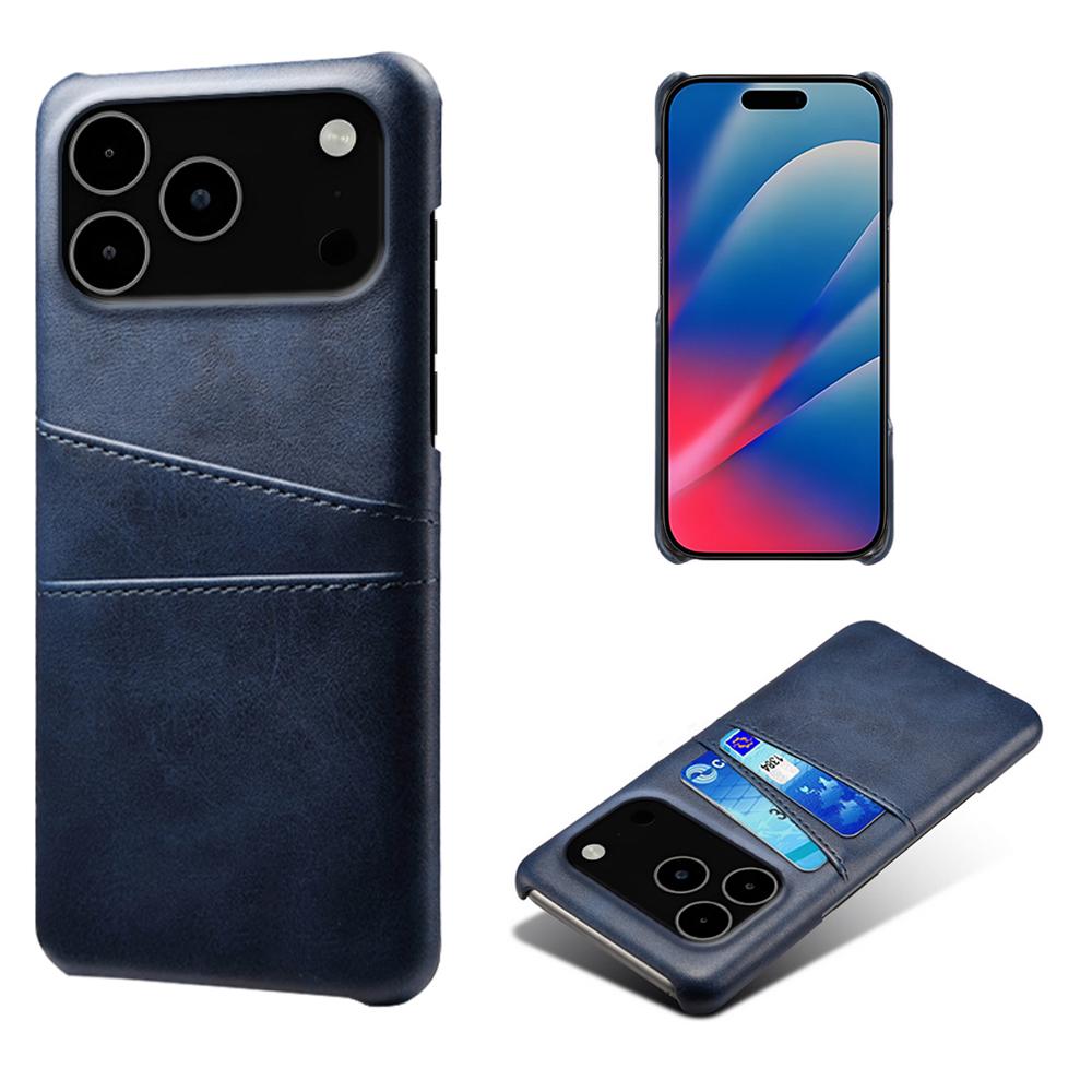 For iPhone 17 Pro Max Case Dual Card Slots PU Leather+Hard PC Phone Cover