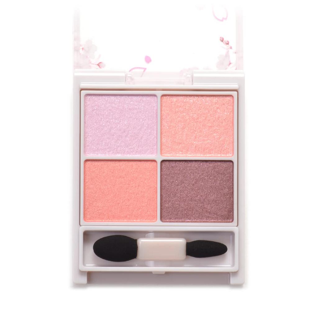 CANMAKE Silky Souffle Eyes 11 Blossom Shower Sheer Gloss Shadow Powder Coral Pink (Sakura Package) 4.0g 4-Color