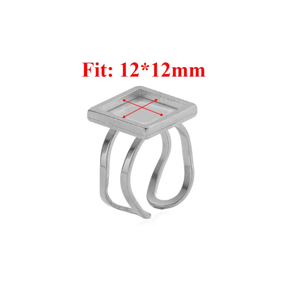 4pcs Stainless Steel 25mm Round Open Ring Cabochon Cameo Blank Tray Base Settings for DIY Rings Jewelry Making Findings Supplies