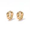 1 pair 18K PVD Gold Plated Twisted Mini Huggies Water-Resistant Coating High-Polished Texture Minimalist Croissant Studs Compact