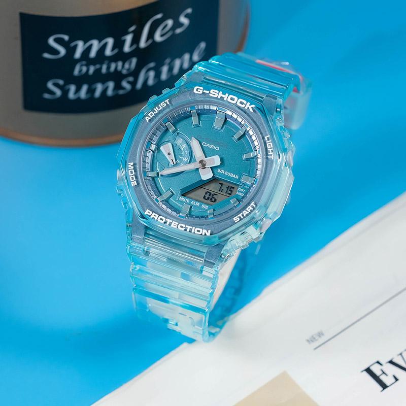 Casio G-SHOCK Ice Tough Series Octagonal Translucent Waterproof Movement Quartz Movement Resin Strap Japanese and Korean Watch GMA-S2100SK-2APR