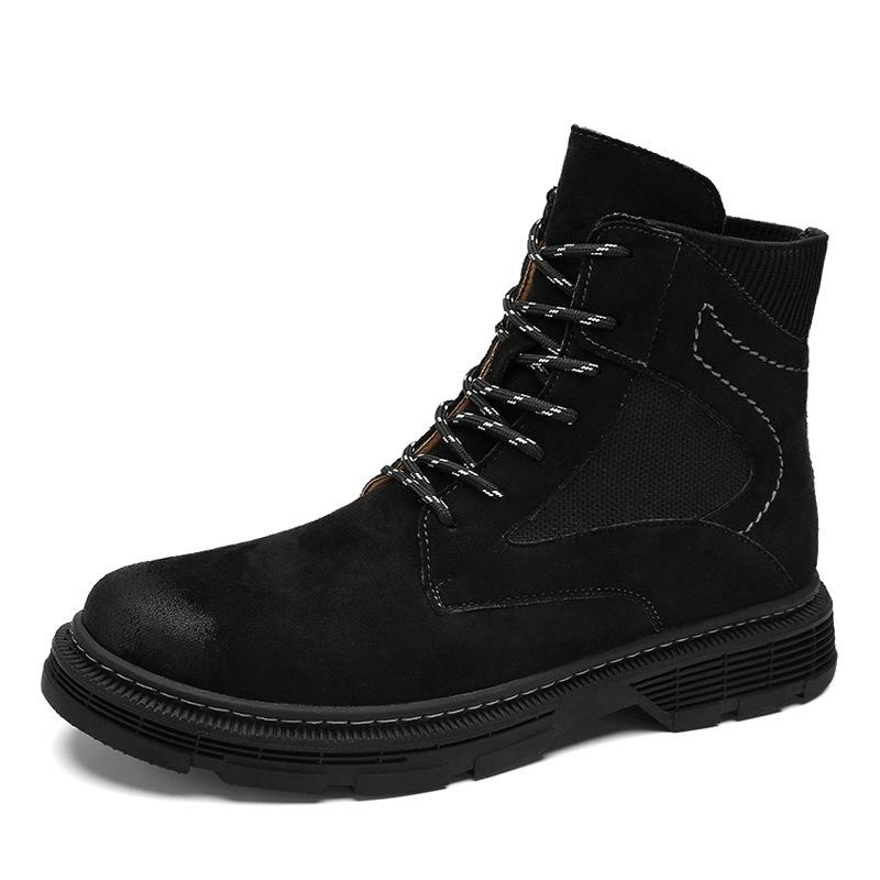 

Fashion casual shoes 2021 autumn and winter men s street personality retro style high-top shoes Martin boots tide one piece 2025 38 чорний