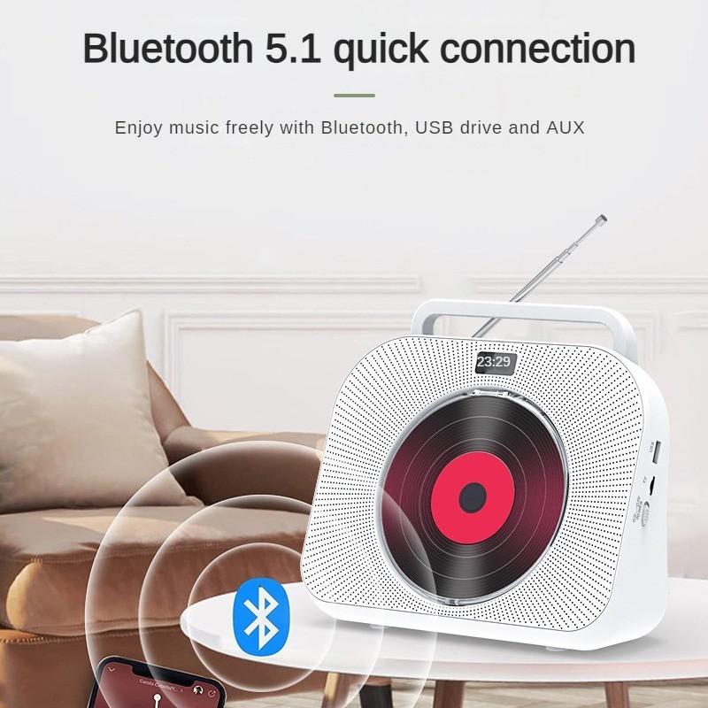 Multi Functional Bluetooth Desktop CD Player Handheld Intelligent Bluetooth Speaker Portable English CD Repeater 222*233*96 Mm
