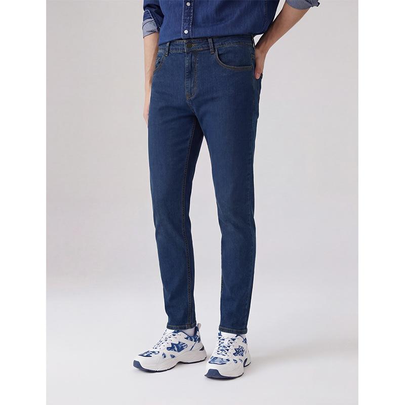 Classic Men S Blue Elastic Small Foot Jeans Batch Skinny Washed Trousers New Popular XS синий