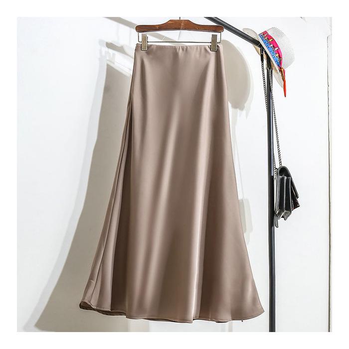 Spring 2025 French Satin High-Waisted Mermaid Skirt: Glossy, Slimming, Elegant for Women Medium