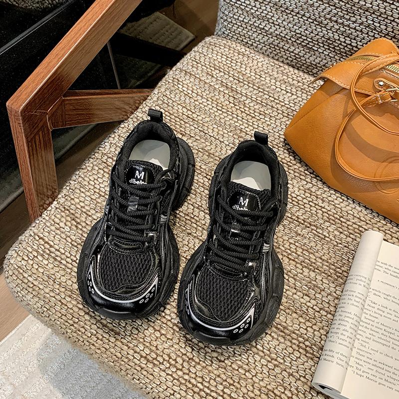 Fashion Sneaker swomen  Designer Retro Distressed Sport Shoes Fashion Casual Leather Mesh Breathable Height Increased Platform Shoes