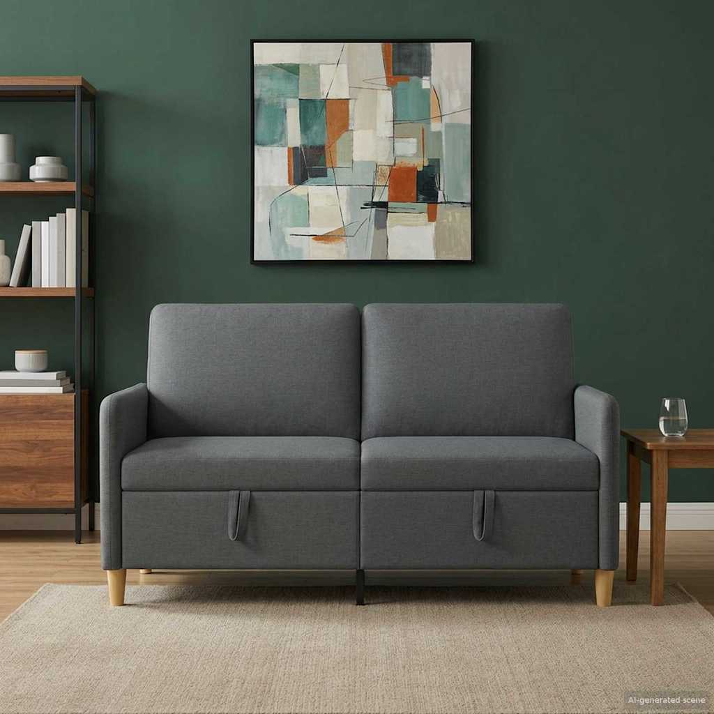 Storage Sofa in Dark Grey 152 x 78 x 87 cm Polyester
