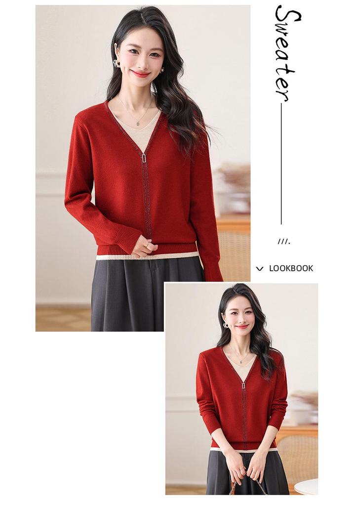 Elegantes Damen-Strick-Zweiteiler für Frühling und Herbst - Stilvolle lockere Oberbekleidung für mittlere und ältere Jahre