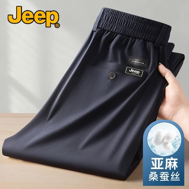 JEEP Men s High-End Linen Silk Blend Summer Straight Casual Pants 6XL