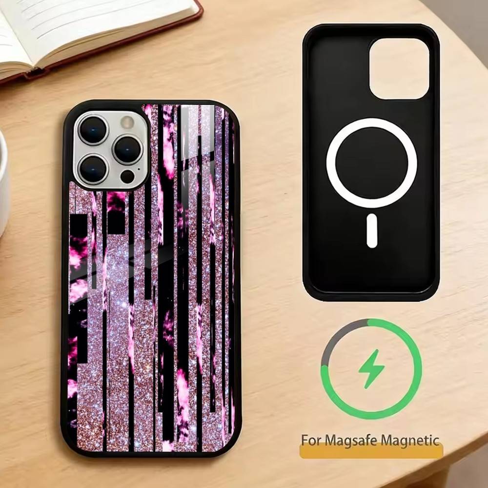 

Luxury Bling Glitter Flash Phone Case For iPhone17,16,15,14,13,12,11 Plus,Pro Magnetic For Magsafe Wireless Charging iPhone13