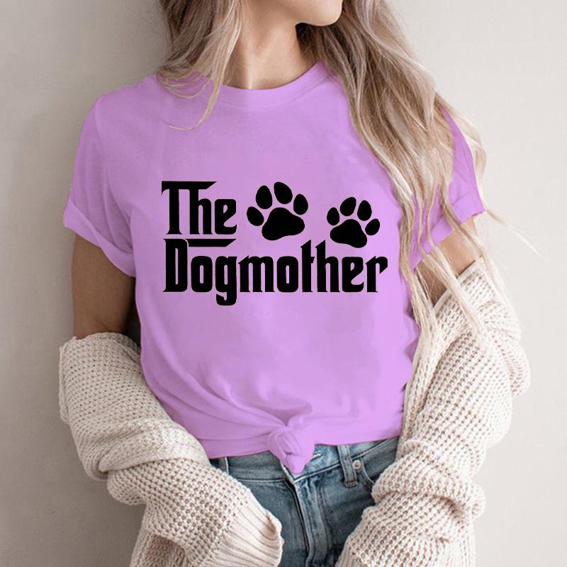 Women Vintage Puppy Paw Graphics Fun Letter Print T Shirts Crewneck Short Sleeve Dog Mama Life Streetwear Fashion Ladies Tshirts