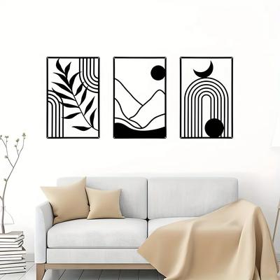 1 Stück abstrakte geometrische Metallkunst, minimalistische Dekoration für Büro oder Wohnzimmer, elegantes Wandbehang-Ornament