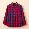 Yuzhaolin Women's Pure Cotton Plaid Long-Sleeve Shirt