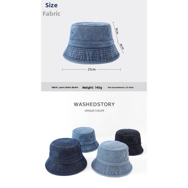 Denim Eimerhut, gewaschener und distressed Denim Hut, Outdoor Sonnenschutz Basin Hat für Männer und Frauen