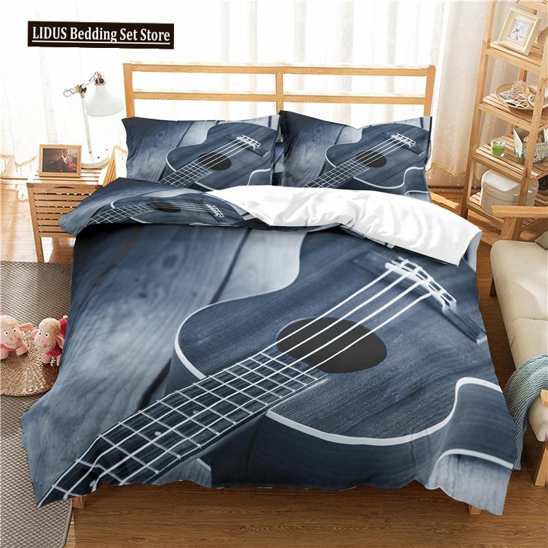 3d Music Notes Guitar Duvet Cover Set For Teens Adults Bedroom Decor 2/3pcs Music Bedding Sets Fashion Hip Hop Comforter Cover