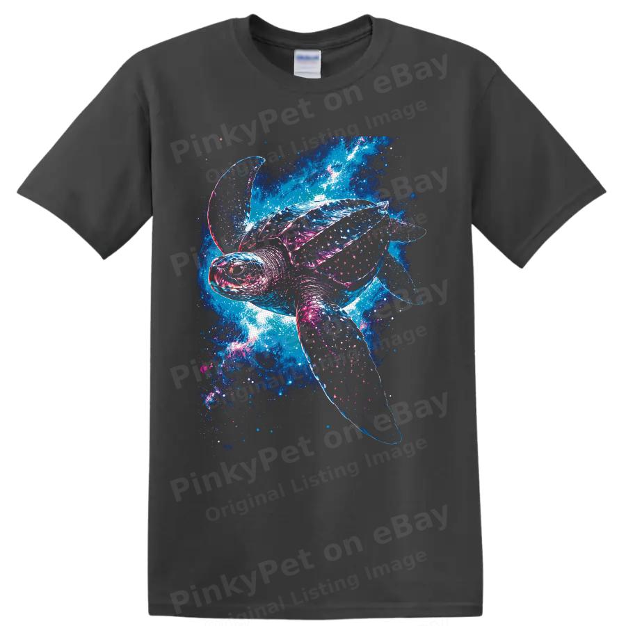 Sea Turtle T Shirt Cosmic Ocean Animal Neon Galaxy Art Graphic Tee Beach Gift