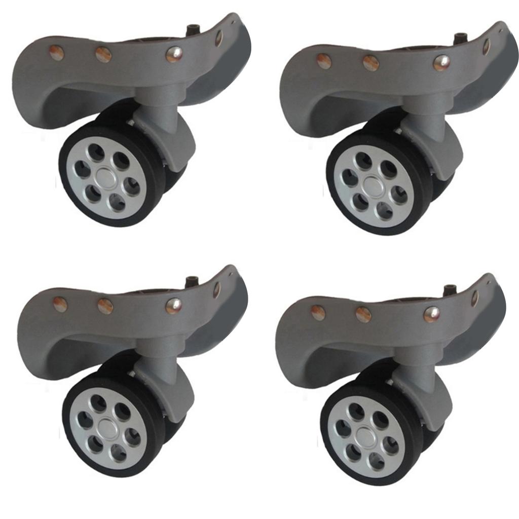 4 Stück Gummi-Trolley-Rollen Ersatz für Gepäckbox 60x12mm/55x12mm Schwerlast-Kofferrolle 360 Grad Schwenkbares Set