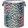 Leopard Animal Texture Laundry Hamper Bag With Waterproof Liner - Round Laundry Basket Foldable Clothes Storage Organizer For Ba