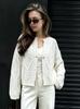 European-American Cross-border New Long-sleeve Knit Cardigan Top, Round Neck, Solid Color, Loose Fit, Women's Sweater for Autumn-Winter.