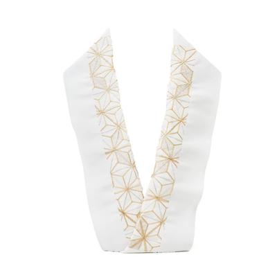 Half Collar Embroidered Hemp Leaf Made In Japan Half Collar White Washable Polyester White Background [Watmosphere] AI-9X01Y03 Gold/Silver