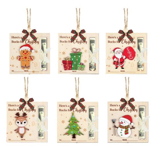 1/6Pcs Christmas Wallet Pendant Snowman Xmas Tree Gift Box Deer Pattern Pendant Striking Atmosphere