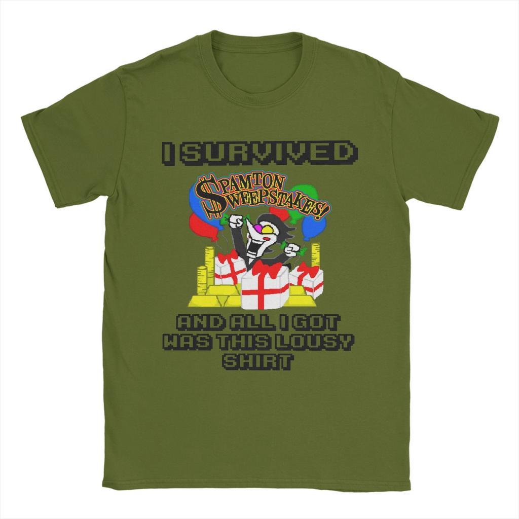 Vintage SPAMTON SWEEPSTAKES Deltarune Game T-Shirt Men Crew Neck Cotton T Shirts  Short Sleeve Tees Original Tops