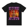 Funny Skeleton with Stomachache Playful Print Tshirt for Women Fashionable Gothic Summer Top Comfort Tshirt Clothing