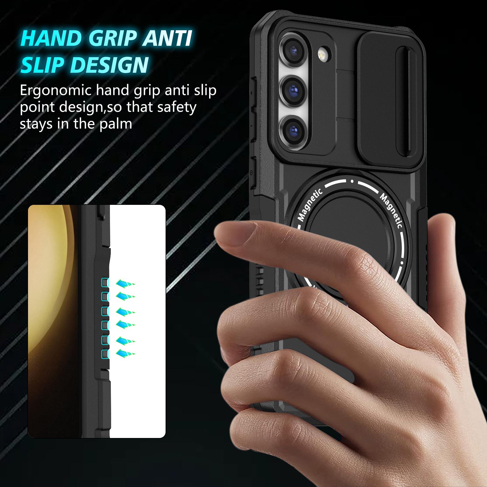 

For Samsung Galaxy S23 Case Lens Protection Kickstand Magnetic Phone Cover Black
