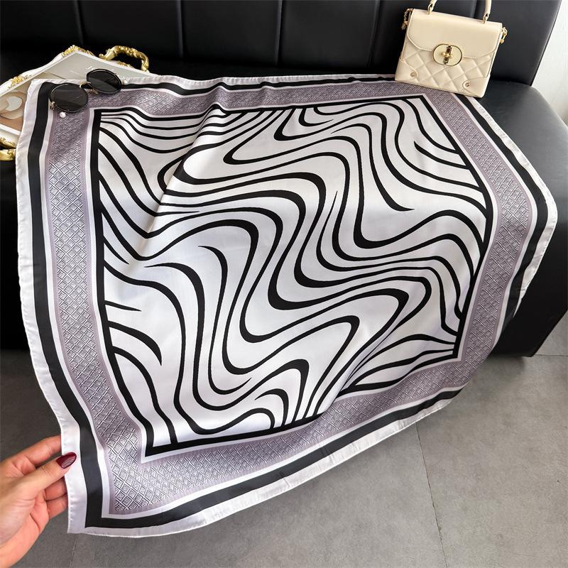 Simple literary simulation silk high-end square scarf silk scarf printed shawl versatile scarf sunscreen scarf headscarf scarf