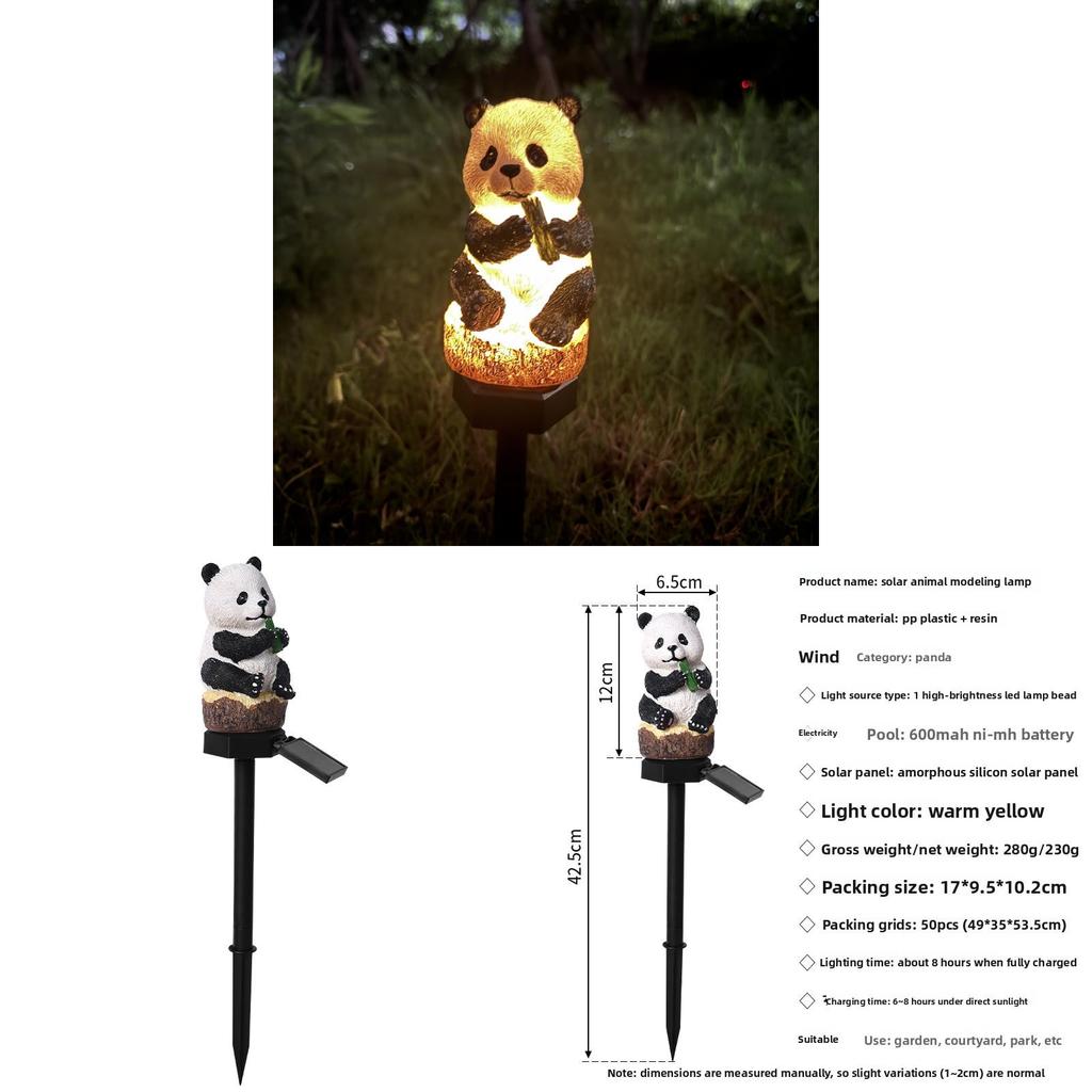 Solar Panda Lawn Decor Resin Animal Landscape Light With Energy Efficient Led For Garden Pathway