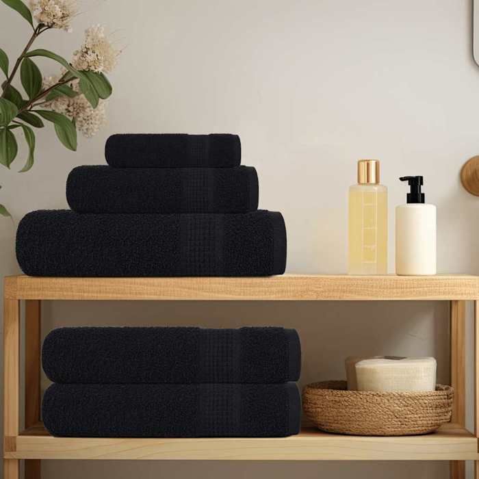 VidaXL Serviettes de sauna 10 pcs noir 80x200 cm 360 g/m² 100% coton, serviette, serviette de bain, serviette en coton 136961