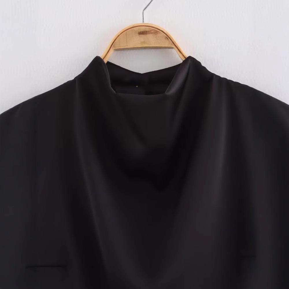 Spring 2025 Women's European & American Cowl Neck Sleeveless Top & Button Midi Skirt Casual Set