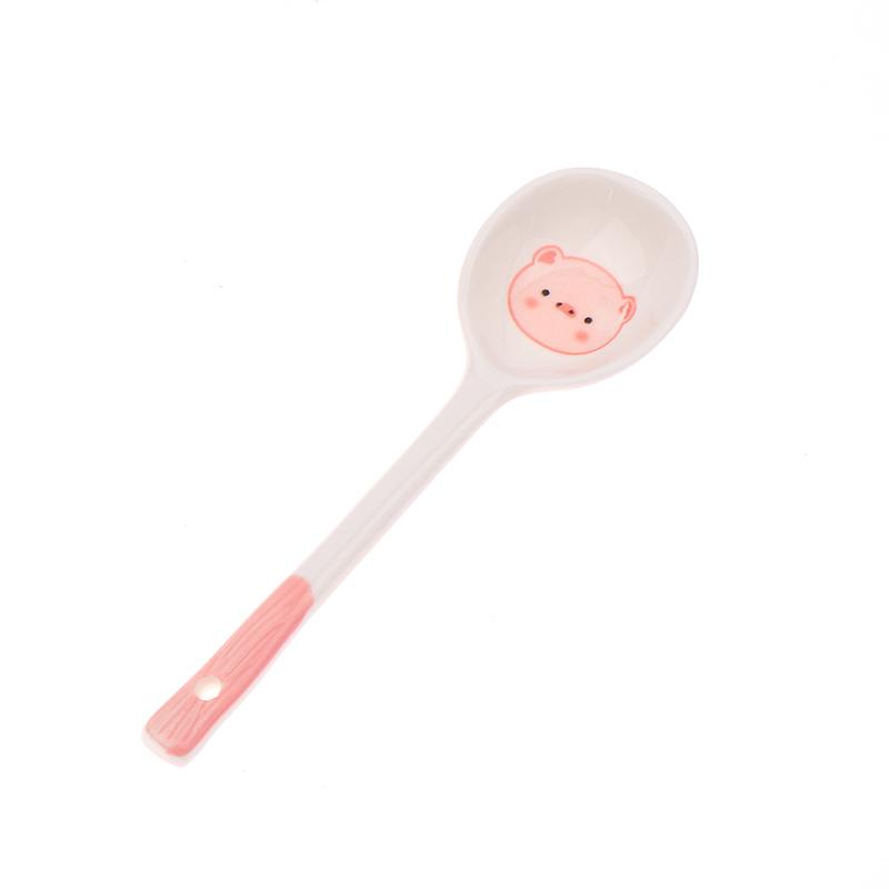 

Керамическая суповая ложка в виде свиньи Kawaii, милая расписанная вручную кофейная десертная ложка с длинной ручкой, кухонные принадлежности United States