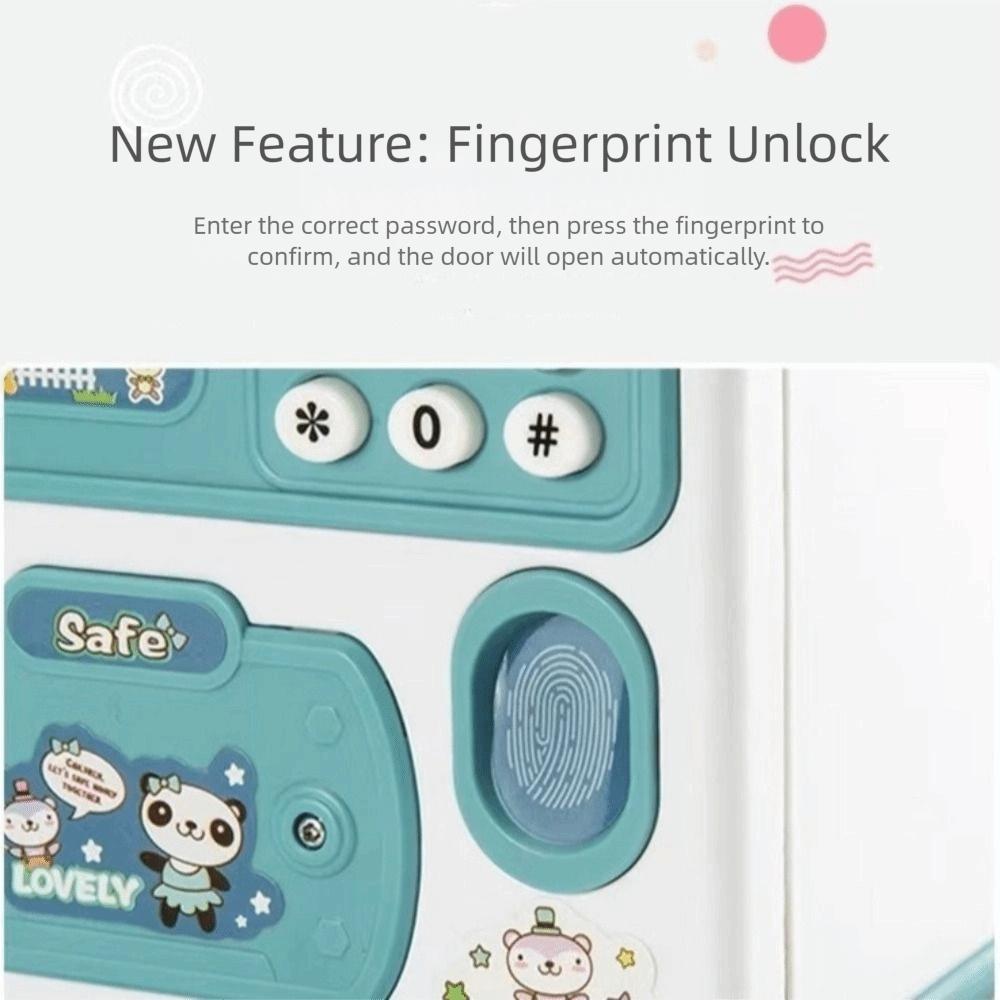 Cartoon Fingerprint Piggy Bank Password Lock Coin Deposit Box Mini ATM Machine Cash Safe  Student