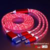 Three-in-One Fast Charging Cable with Flowing LED Lights for Android, iPhone, and Type-C - Seven-Color Night Light