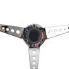 Volante Retrò Classico Effetto Legno 350mm Argento 3 Raggi Foro Tondo Staffa Volante da Corsa con Linee Gialle