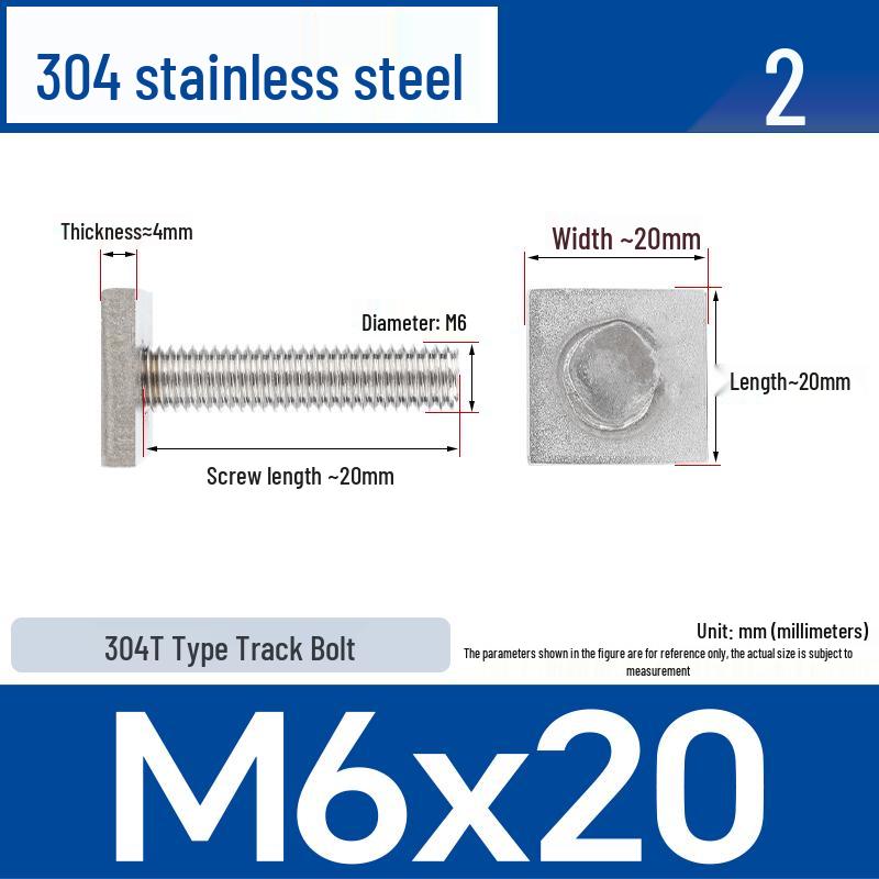 Custom 304 Stainless Steel T-Slot Irregular Rectangular T-Bar Bolt M6/M8