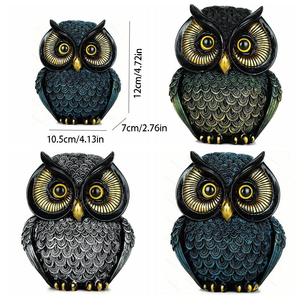 Vintage Uggleprydnad Handgjord Djurfigur Dekorativ Ugglestaty Skrivbord