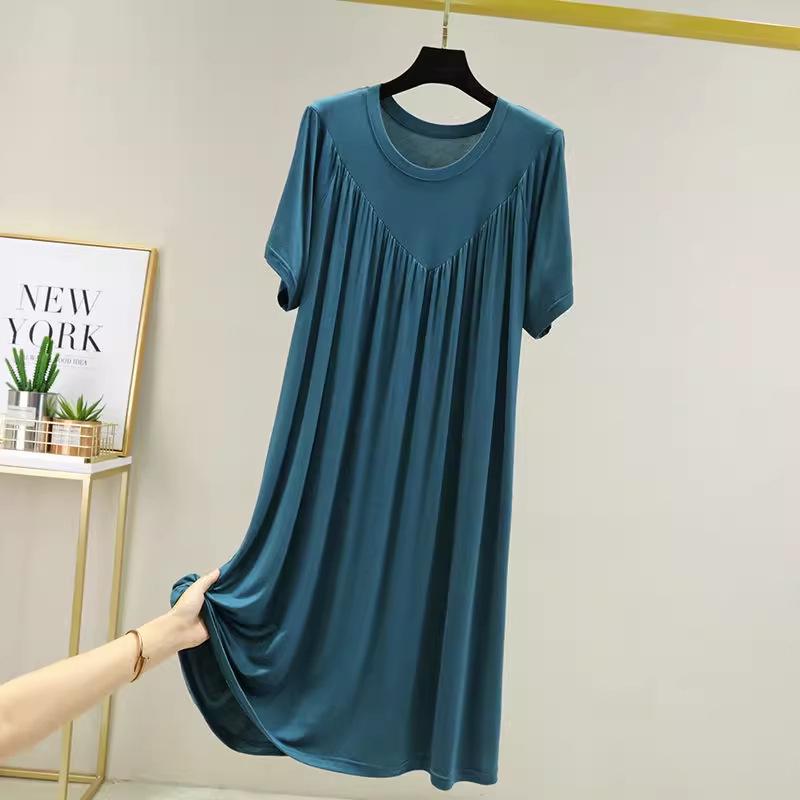 Modal Summer Maternity Lounge Dress: Women's Plus Size Casual Ice Silk Pajamas