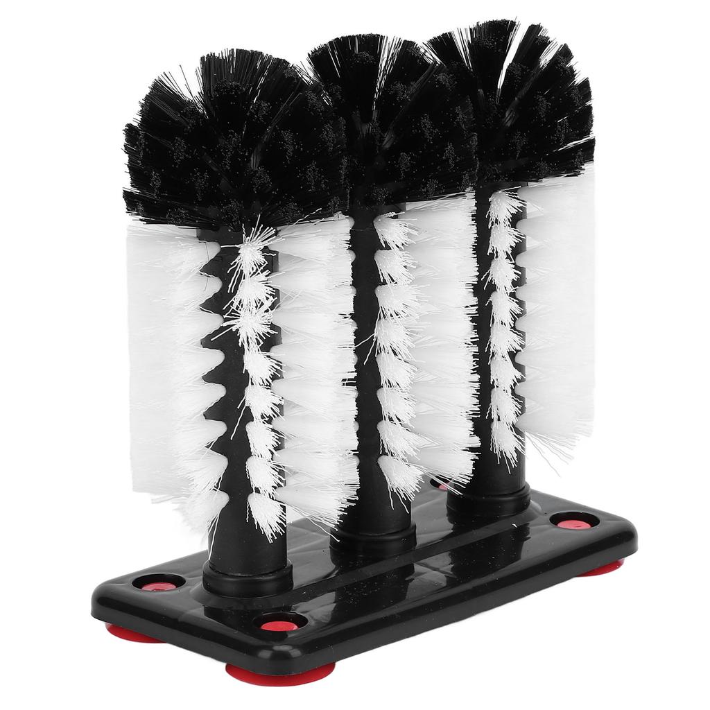 3 Head Cup Brush Removable Efficient Cleaning Glass Washer Brush with Suction Base for Bar Long Leg