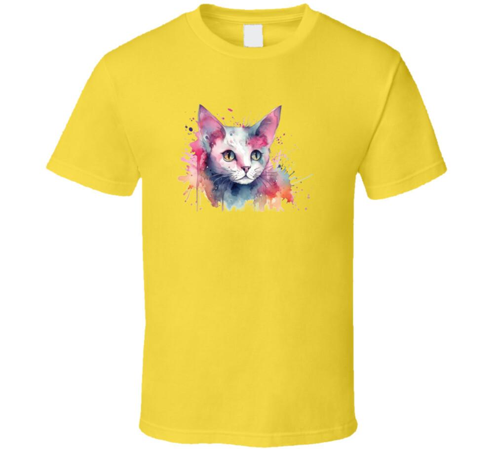 Dope Cat Face Watercolor Tee Colorful Kitty Lover TShirt Feline Novelty T-Shirt XXL