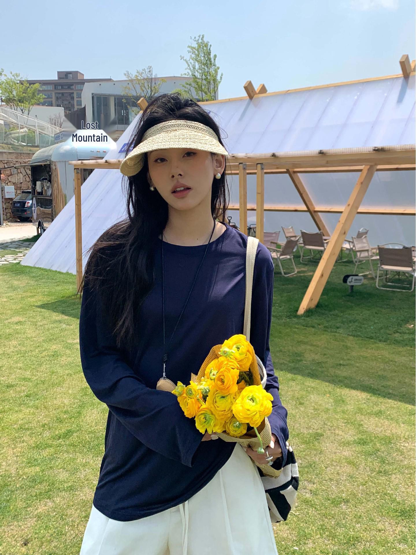 

Хуан Чжэн Женский легкий дышащий кардиган для защиты от солнца - Свободный круглый вырез, Летняя мода 2025 One Size темно-синий