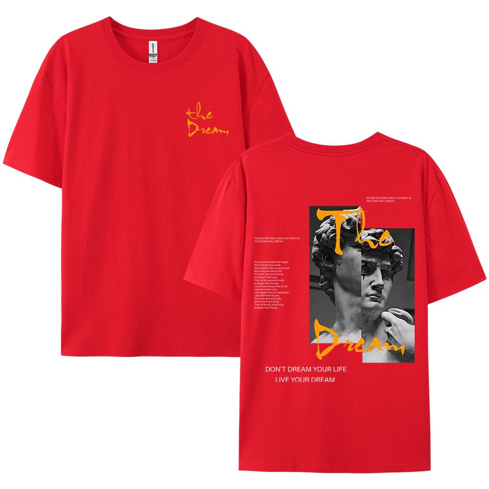 Summer Men's Letter Printed Round Neck T-shirt Street 100% Cotton Loose Breathable Soft Outdoor Holiday Short Sleeve