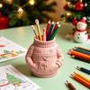 Durable Desk Pen Holder 3D Printed Sweater Holder, Creative Organizer with Elk Snowflake Relief for Home Desktop Paintbrushes Office School Supplies,