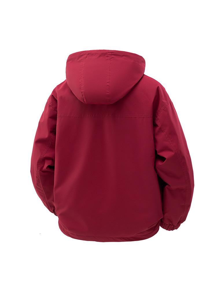 High-Quality Men's Hooded Workwear Jacket - Unisex Solid Color, Plus Velvet for Autumn & Winter