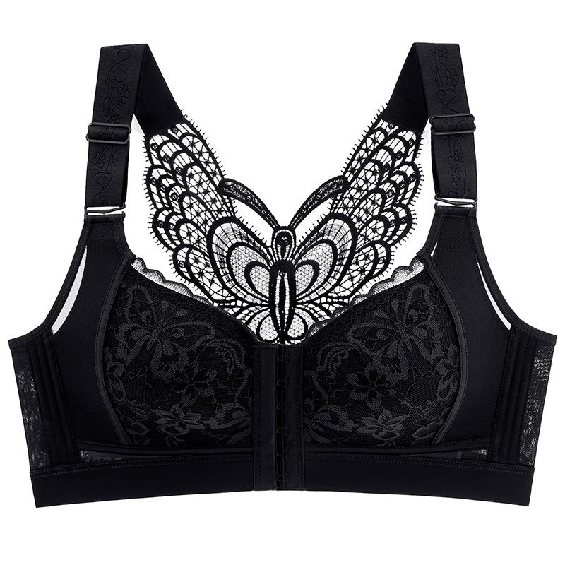 Front Buckle Seamless Underwear Thin Section Women's Big Breasts Small Beautiful Back Adjustable Large Size Bra Gather and Close The Breast Bra